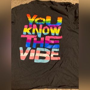 Black, rainbow themed shirt